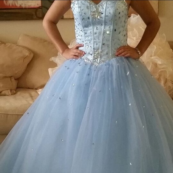 blue cinderella quinceanera dress